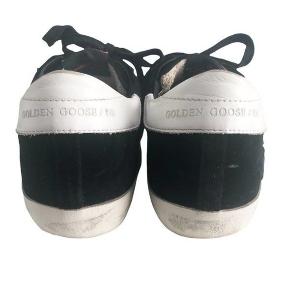 GOLDEN GOOSE Superstar Black Velvet Blue Glitter Star Lace Up Sneakers Size US 7 - Picture 3 of 14